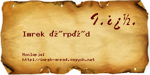 Imrek Árpád névjegykártya